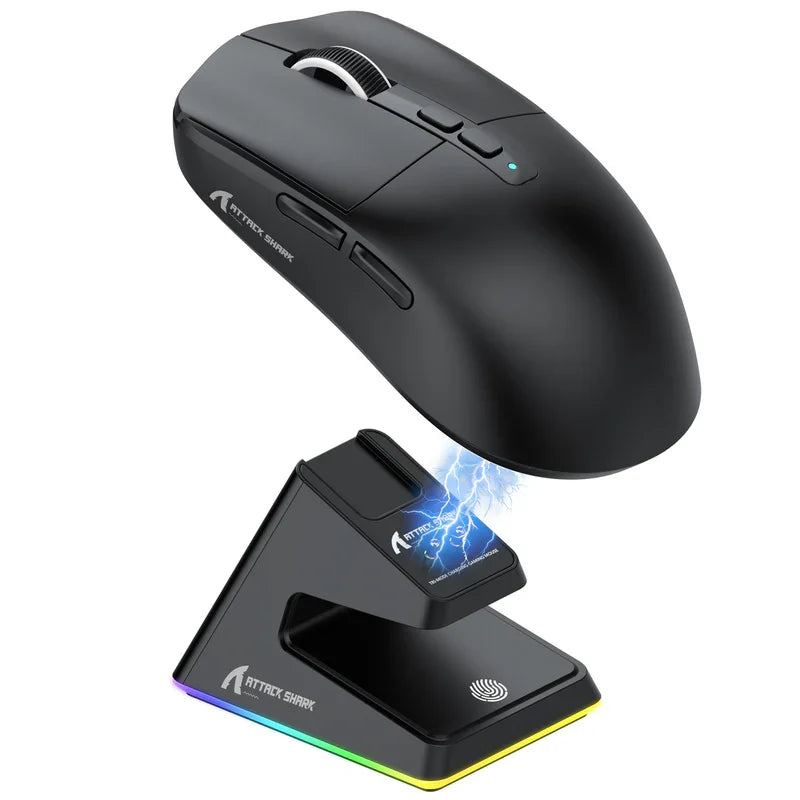 ATTACK SHARK X6 49g Superlight Mouse with Magnetic Charging Dock, PixArt PAW3395 Gaming Sensor, BT/2.4G Wireless/Wired with Tape