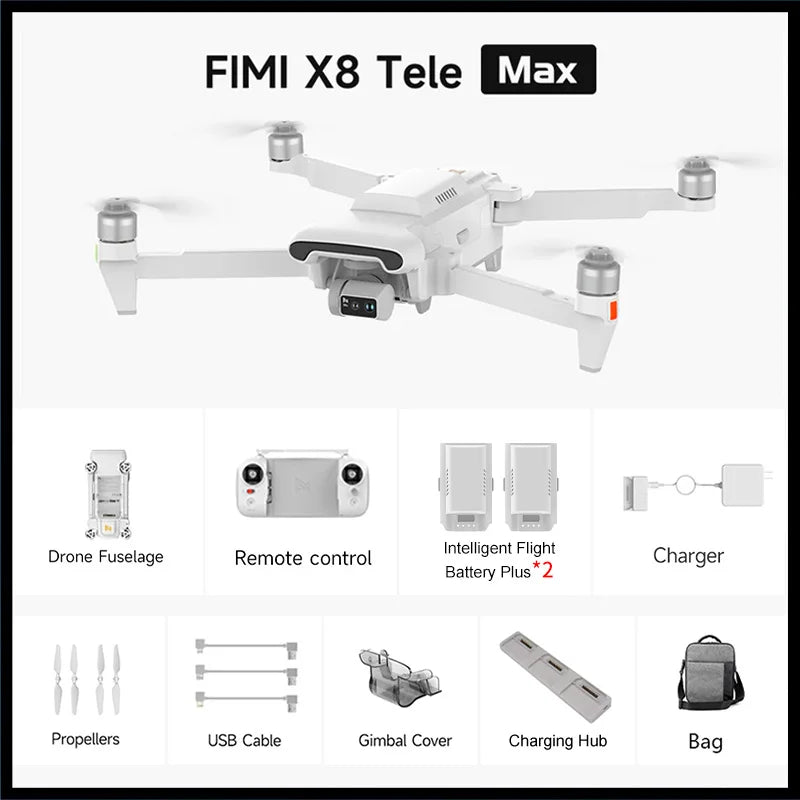 FIMI X8 TELE MAX 2025 New 3-Axis Gimbal 4K HDR 48MP 30x Camera Drone Professional GPS RC Quadcopter Ship from US