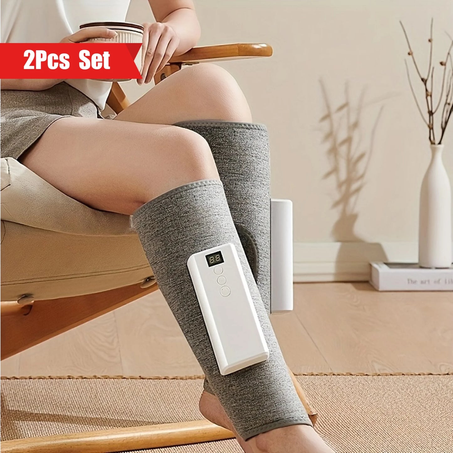 2pcs Leg massager, heated calf air compression massager, 3 intensities and 6 modes of leg massager, easy to use, muscle relaxati