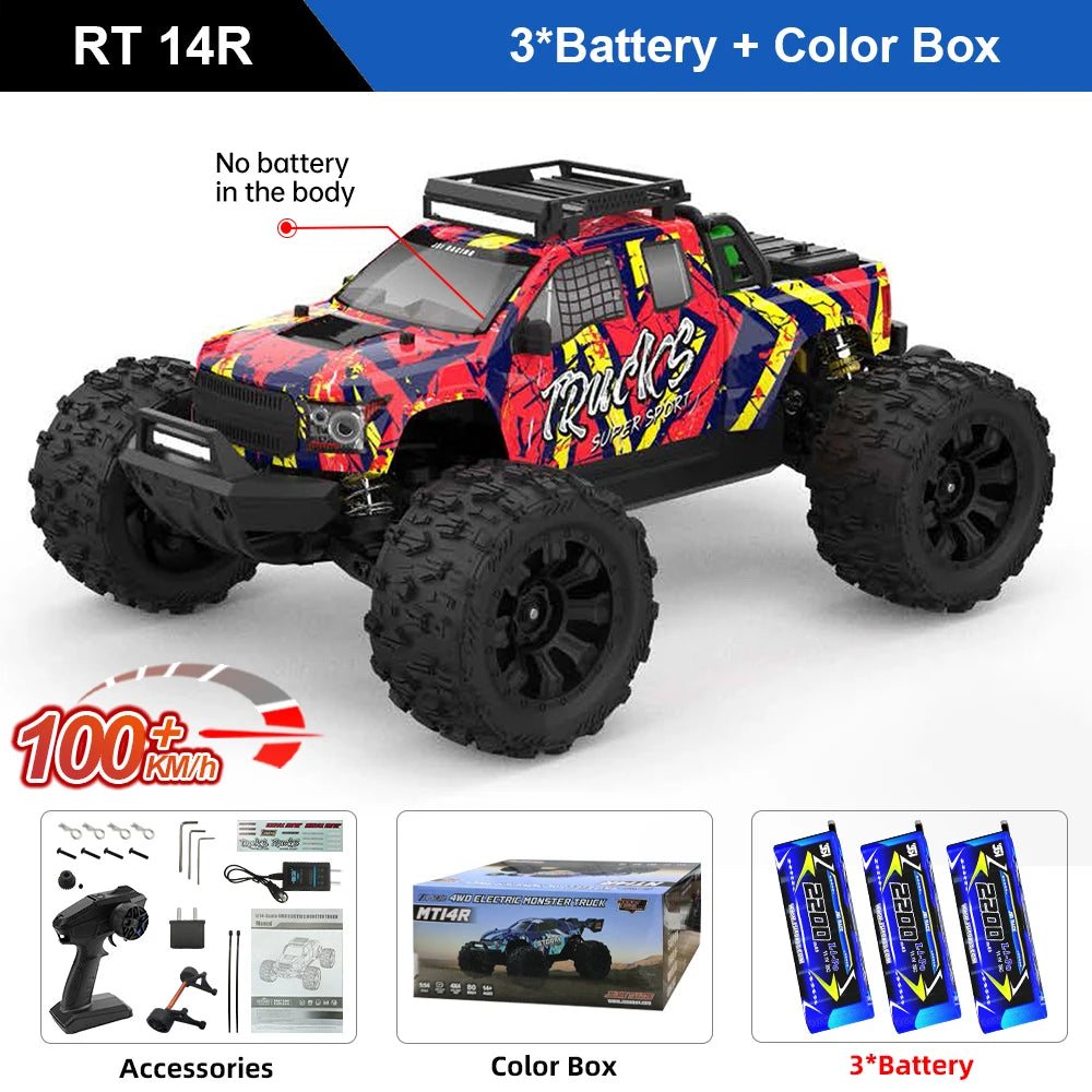 Teeggi 1:14 High Speed Rc Off-road Car 4WD 100KM/H Brushless motor 3S Remote Control Drift Racing Cars Toys For Childrens Gift