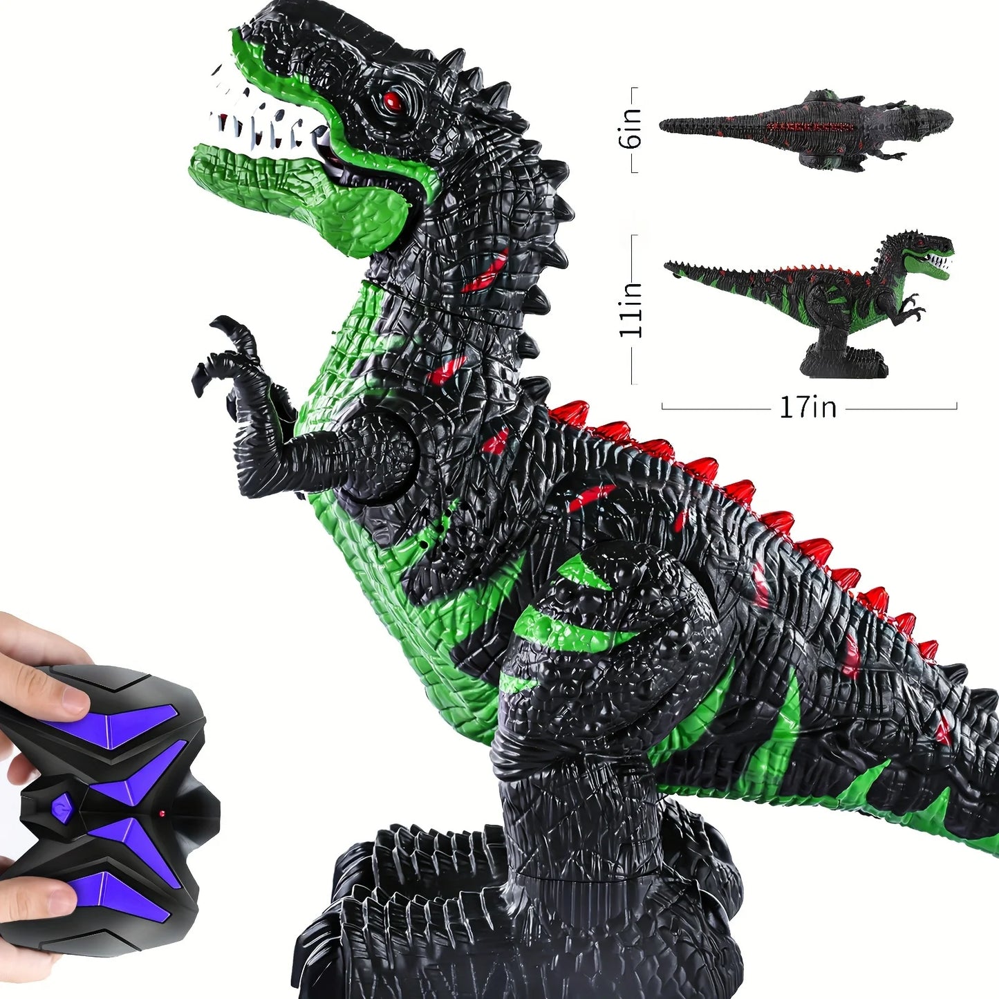 RC Dinosaur 360° Rotating Toy for Kid Age 3 4 5 6, Electric Stunt Walking T-rex Toy With Light&Sound Rechargeable Battery Gifts