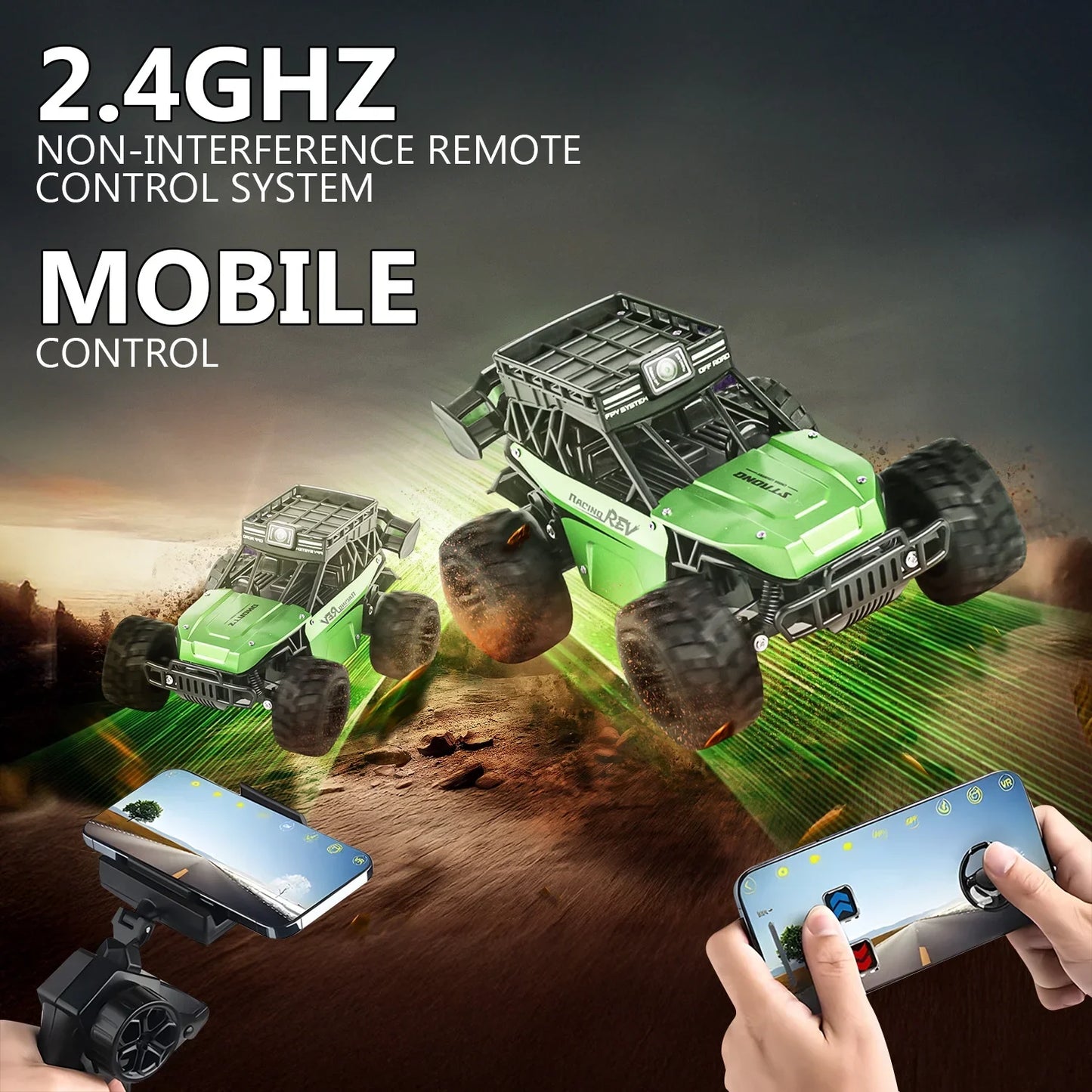 Remote Control Car with 1080P HD FPV Camera,Two-Way Voice Function High Speed Monster Trucks Toys for Kids Adults 60 Min Play