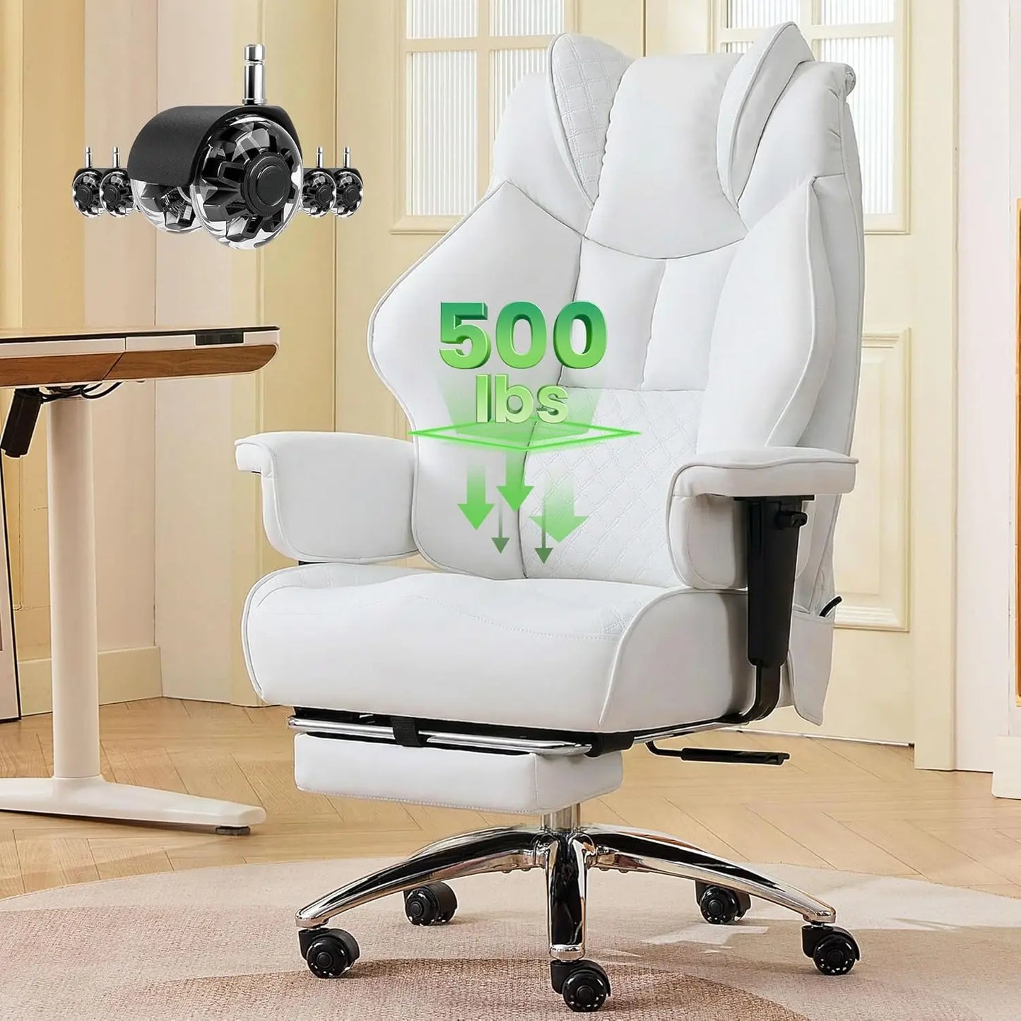 500lbs Big and Tall Office Chair Adjustable Lumbar Support, Extra Wide Seat Ergonomic Gaming Chair with Footrest,, Customized
