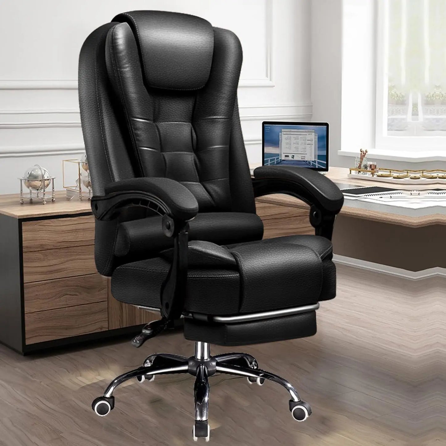 Office Chair Big and Tall Ergonomic Home Office Desk Chairs with Foot Rest Executive Computer Chair Reclining High Back Gaming C