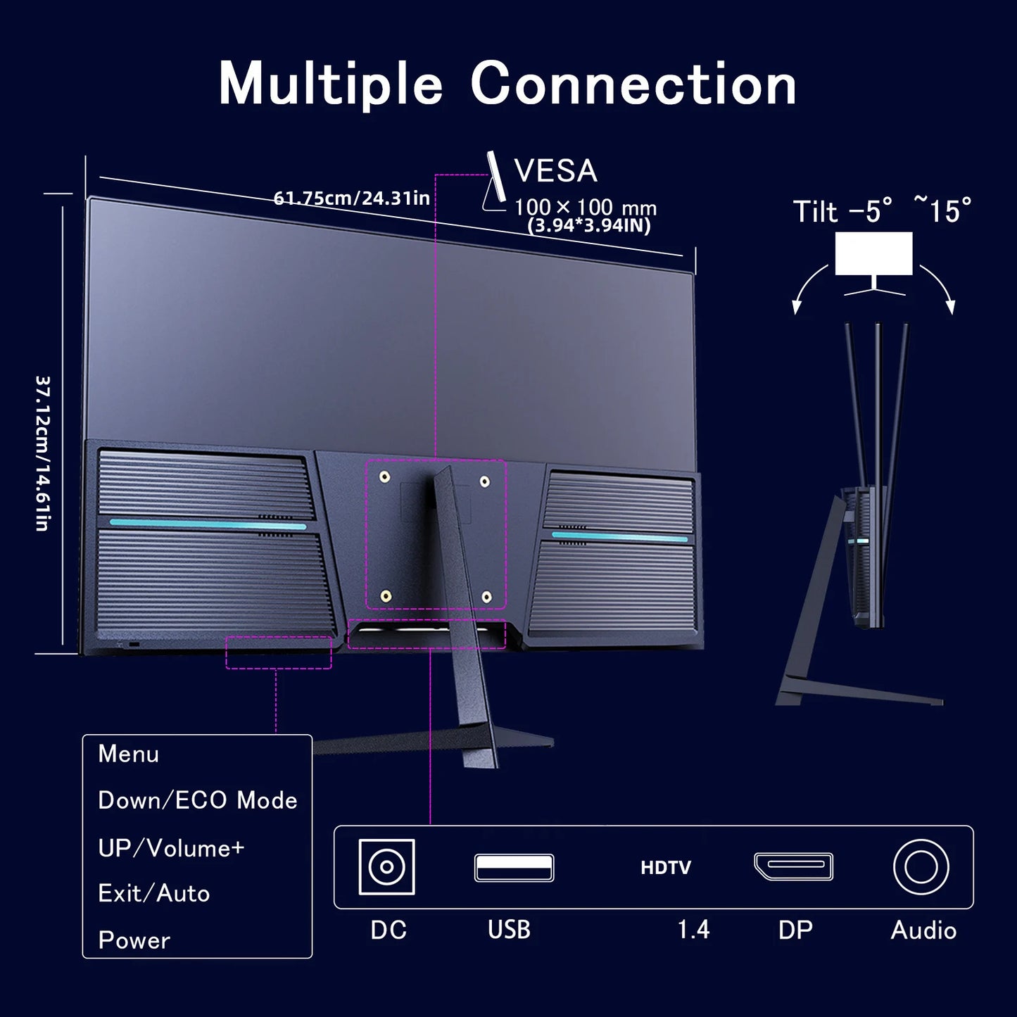 Grebear 27 inch monitor 165hz,PC Home Office Computer Gaming Monitor FHD1080p,99% SRGB,Built-in Speakers