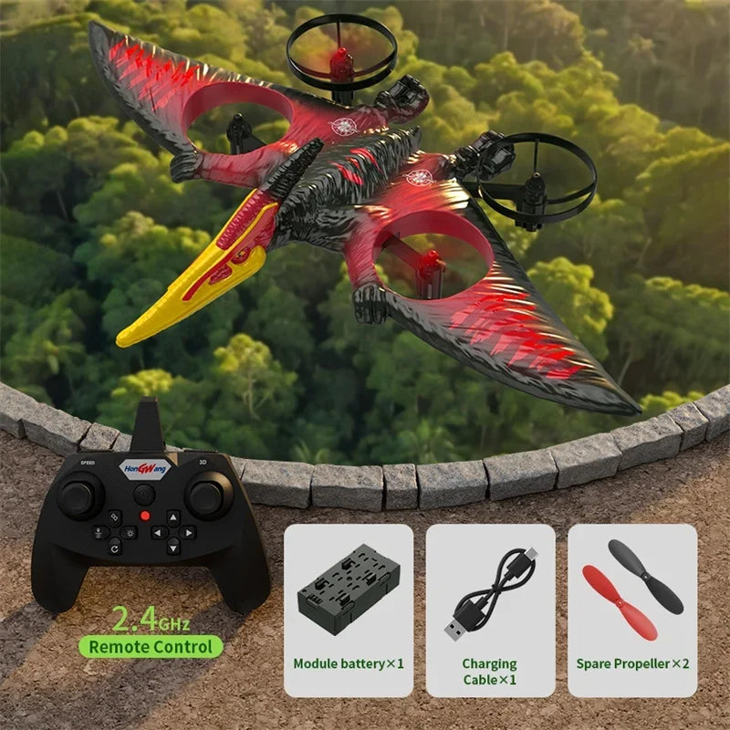 RC Simulation Pterosaur Drone Remote Control Foam Aircraft LED Night Lights 360 Stunt Roll Kids Toys Outdoor Game Boys Gifts