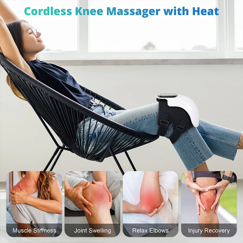 Medcursor Electric Heating Massage Knee Pad Wireless Heated Knee Massager Temperature Hot Compress Vibration Massage