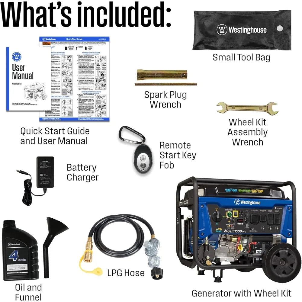 Westinghouse 14500W Tri-Fuel Portable Home Backup Generator with Remote Electric Start and Transfer Switch Capability