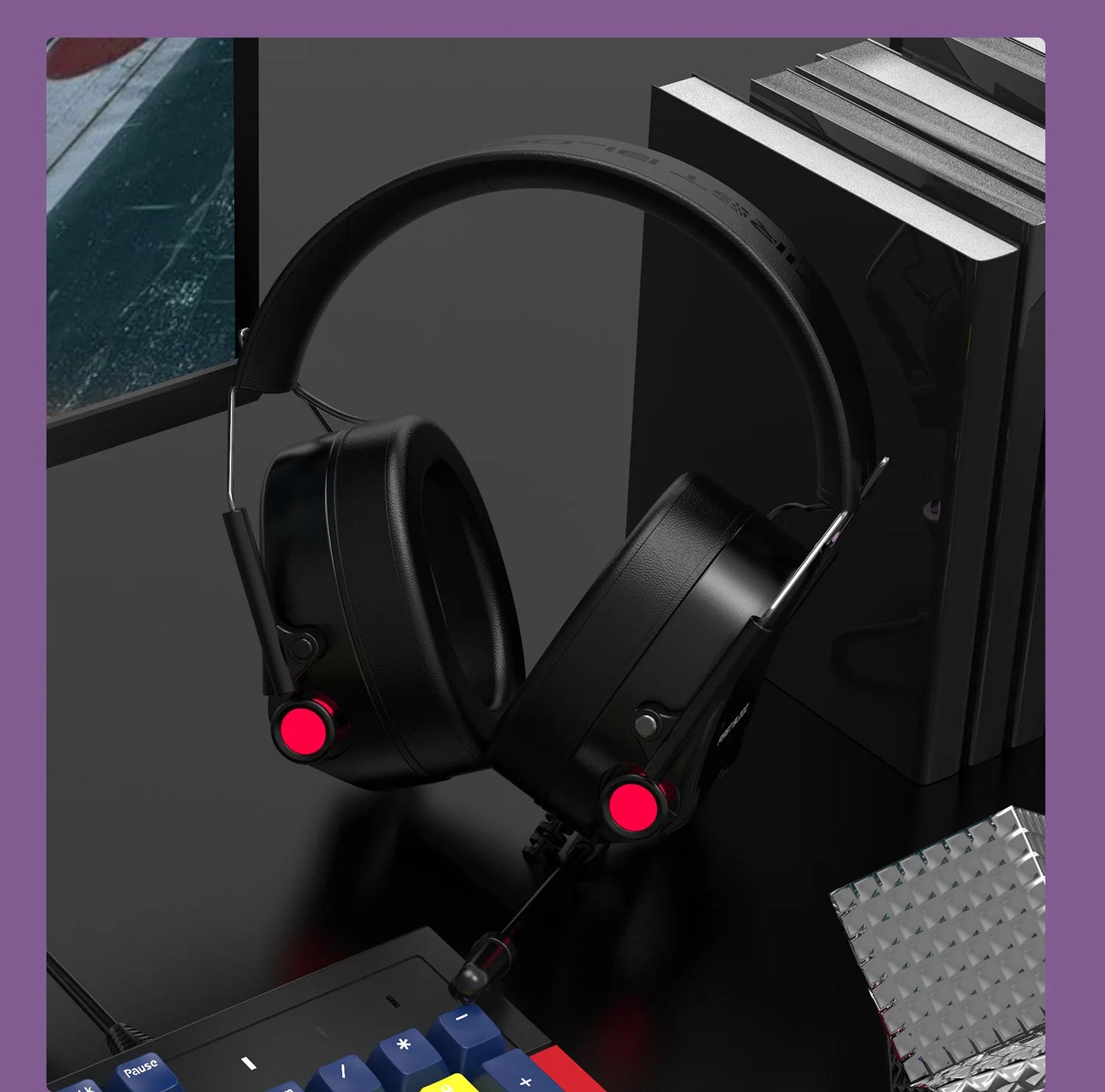 AJAZZ H10-Wired e-sports headset advanced passive noise cancellation, 7.1 surround sound, ultra-clear foldable headset-RGB