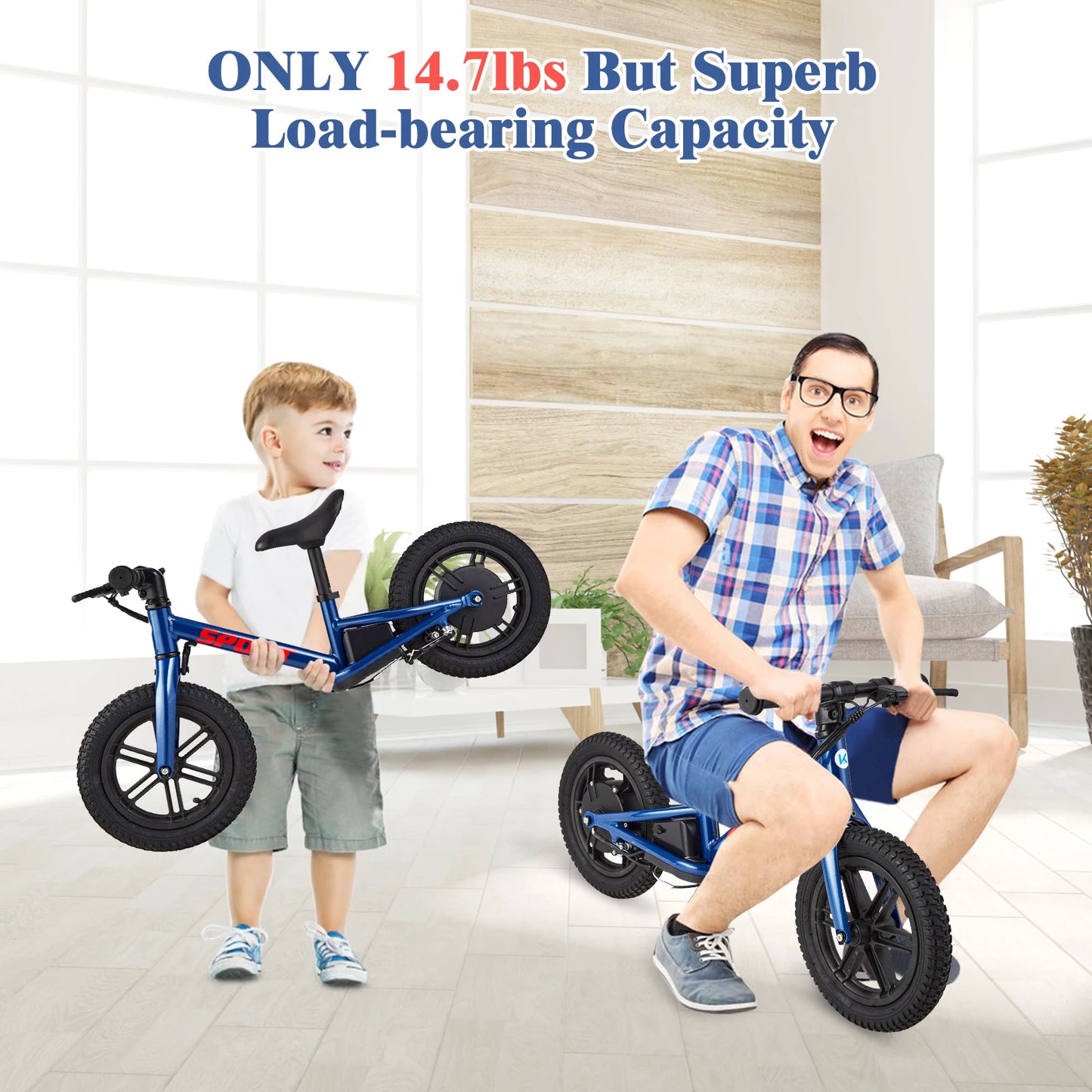 Electric Bike For Kids Ages 3-5 Years Old Kids 24V 100W Electric Balance Bike With 12 inch Inflatable Tire and Adjustable Seat