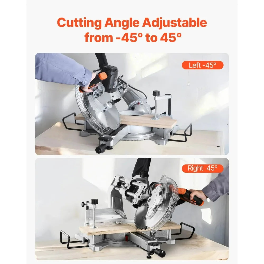 12-Inch 60-Tooth Double Bevel Sliding Compound Miter Saw with 15 Amp Corded Motor and LED Precision Alignment