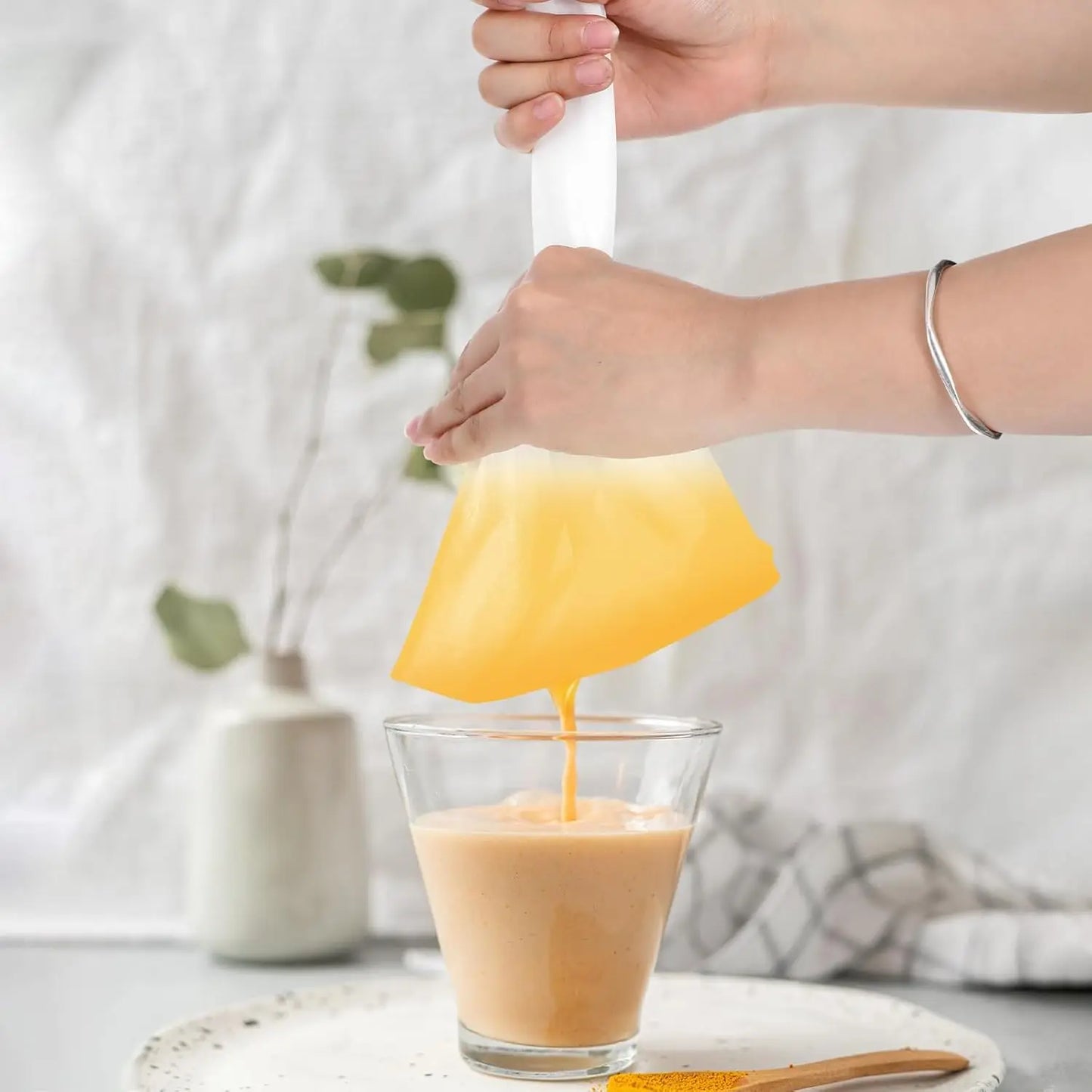 Cheese Cloth Bag For Food Straining, Reusable 100 Mesh Coffee Tofu Greek Yogurt Nut Milk Bag Strainer Juice Filter After Juicing