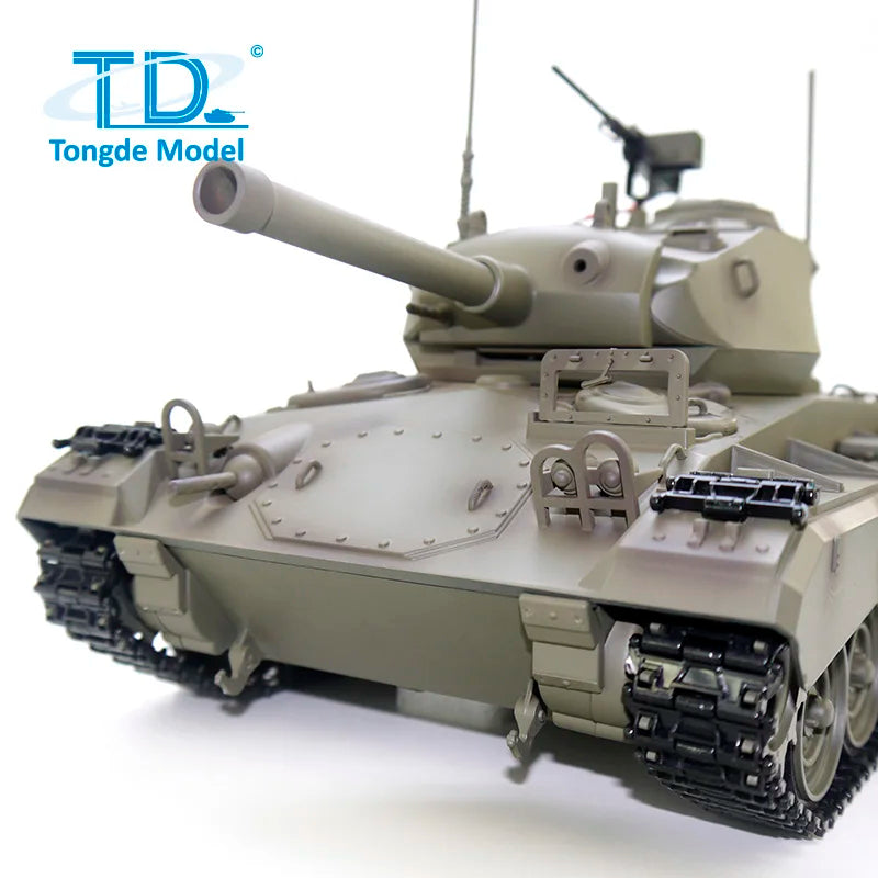 US Stock Tongde 1/16 M24 Chaffee RC Light Tank Vehicle with 320° Infrared Barrel Recoil Remote Control Military Paner Toy Model