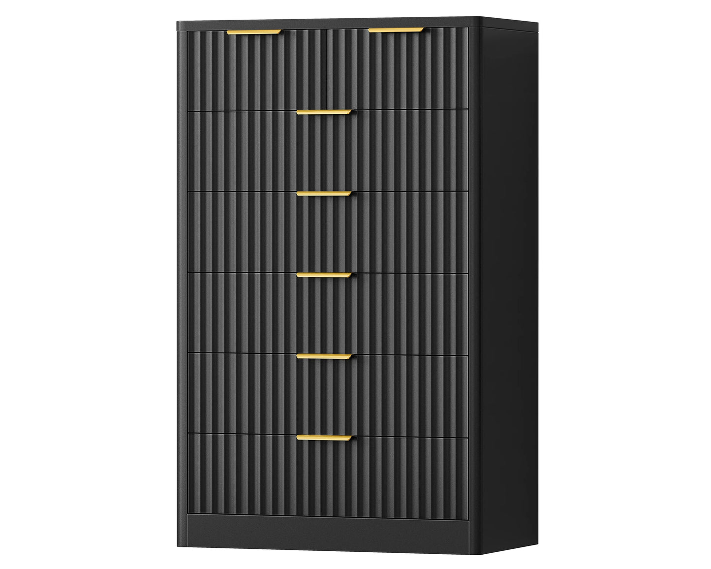 48" Tall Dresser for Bedroom with 7 Drawers, Dressers & Chests of Drawers with Metal Handle, Fluted Dresser, Wood Closet Clothes
