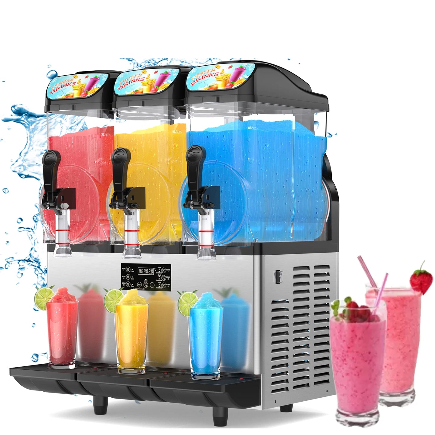 45L Commercial Slushy Machine for Home Use with Automatic Cleaning Frozen Drink Maker for Cocktails and Margaritas