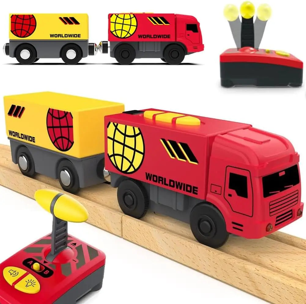 Motorized Train for Wooden Track, Battery Operated Locomotive Train, Remote Control Train for Track Set, Powerful Engine Train