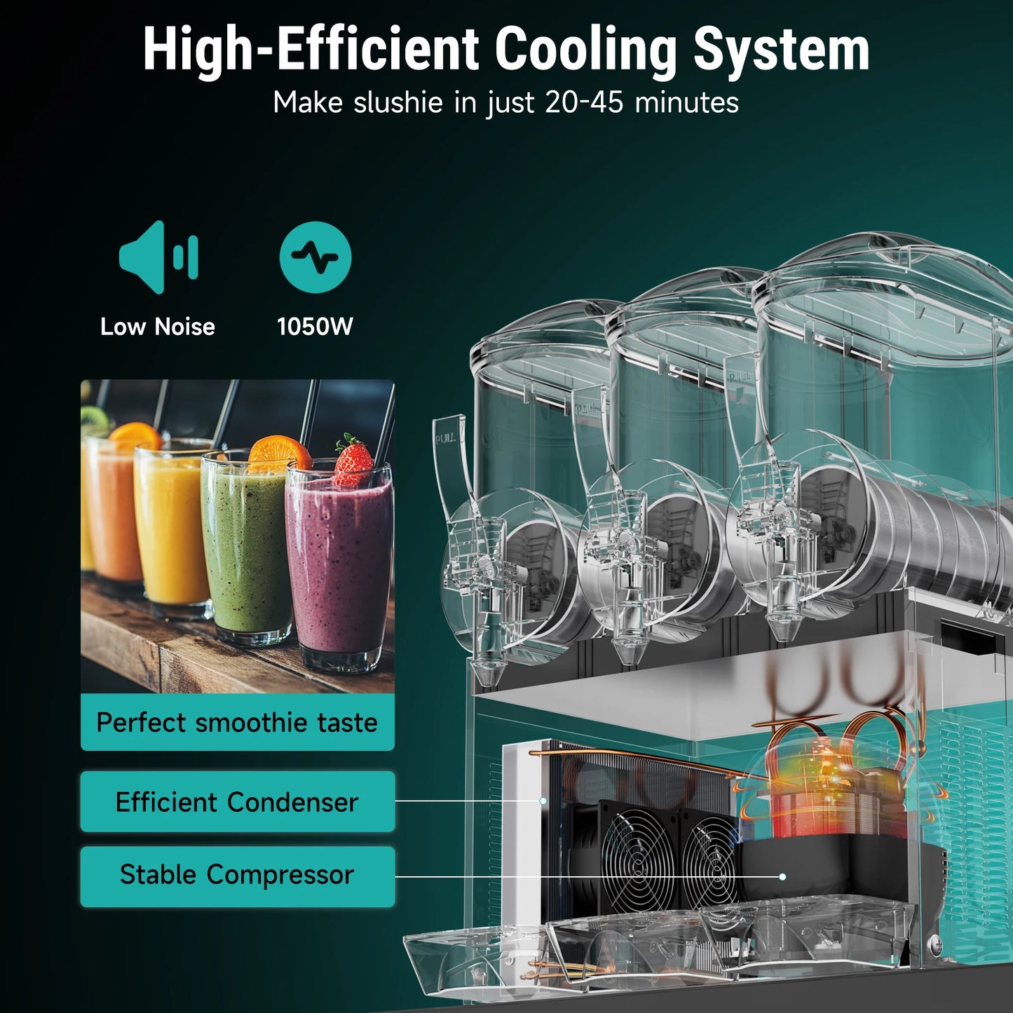 Commercial Slushy Machine for Frozen Drinks 45L 1300W 110V Large Slushie Maker Margarita Machine Electric Icey Smoothie Machine