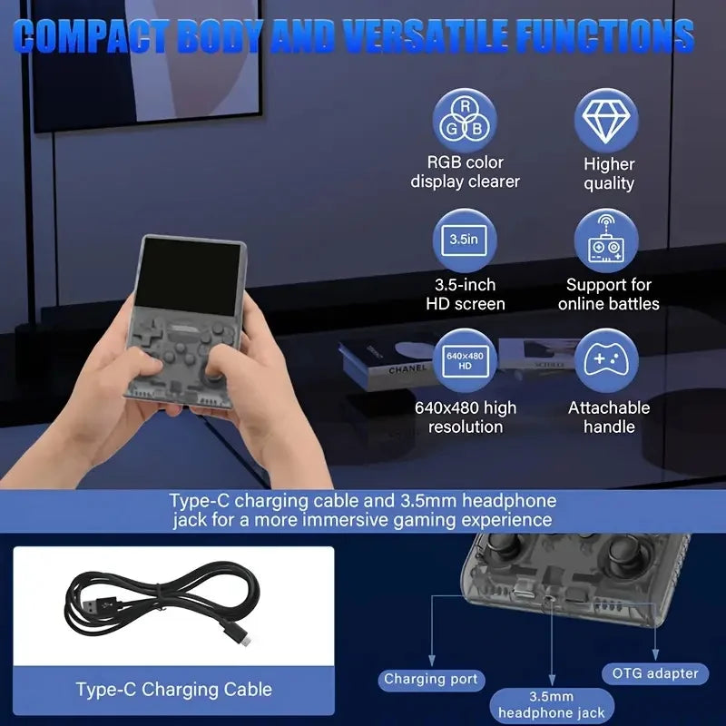 R40S handheld game console, retro game console, HD visual experience, upgraded processor, brings smooth gaming experience, 3800m