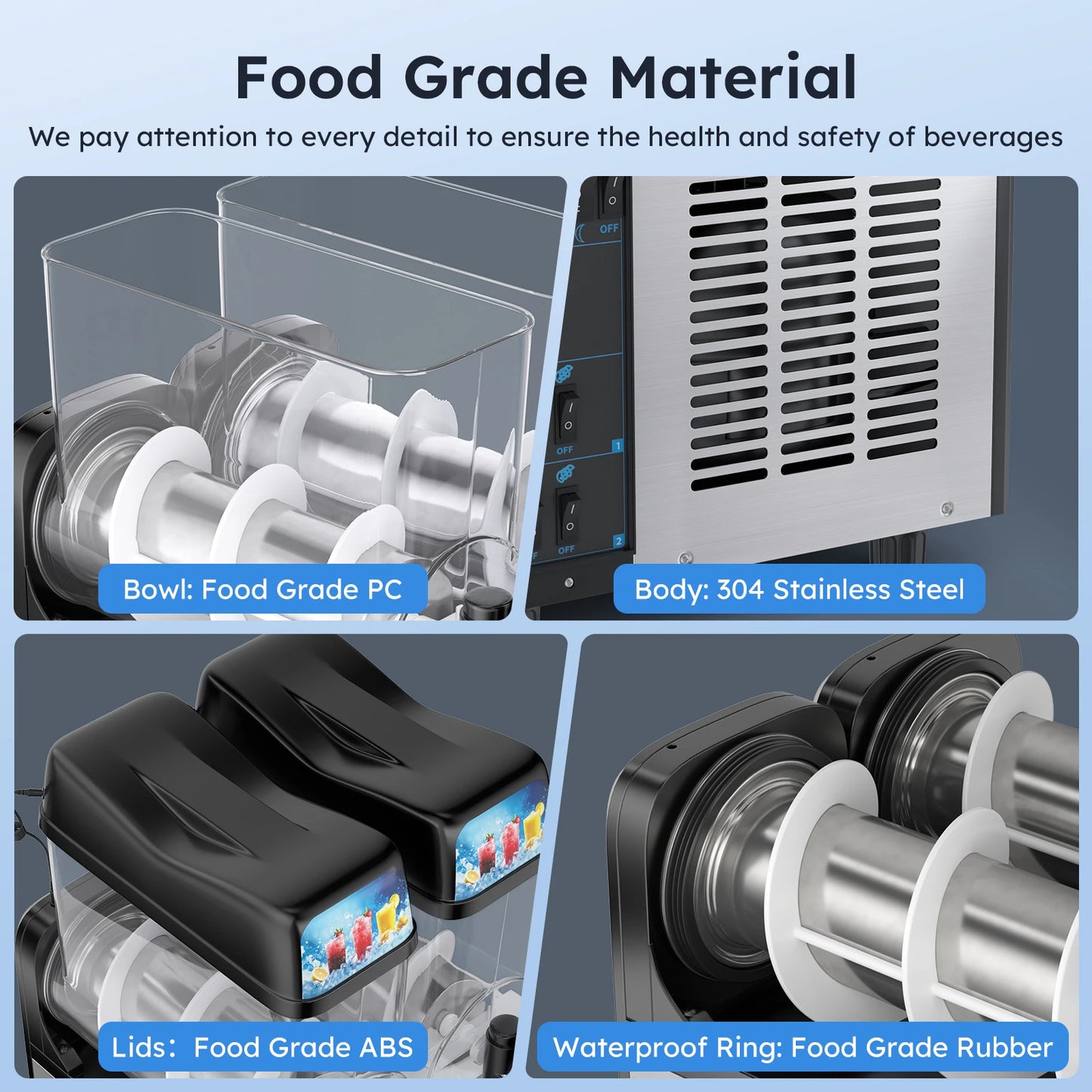 30L Commercial Slushy Machine Frozen Beverage Maker 5-45 Minute Cycle 8 Gal Capacity 110V