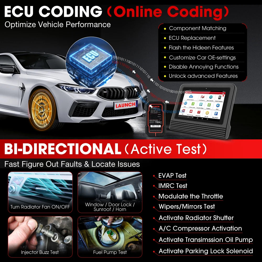 LAUNCH X431 PRO V5.0 OBD2 Scanner,Bidirectional Scan Tool support CANFD&DOIP, ECU Coding, FCA AutoAuth Car diagnostic tools