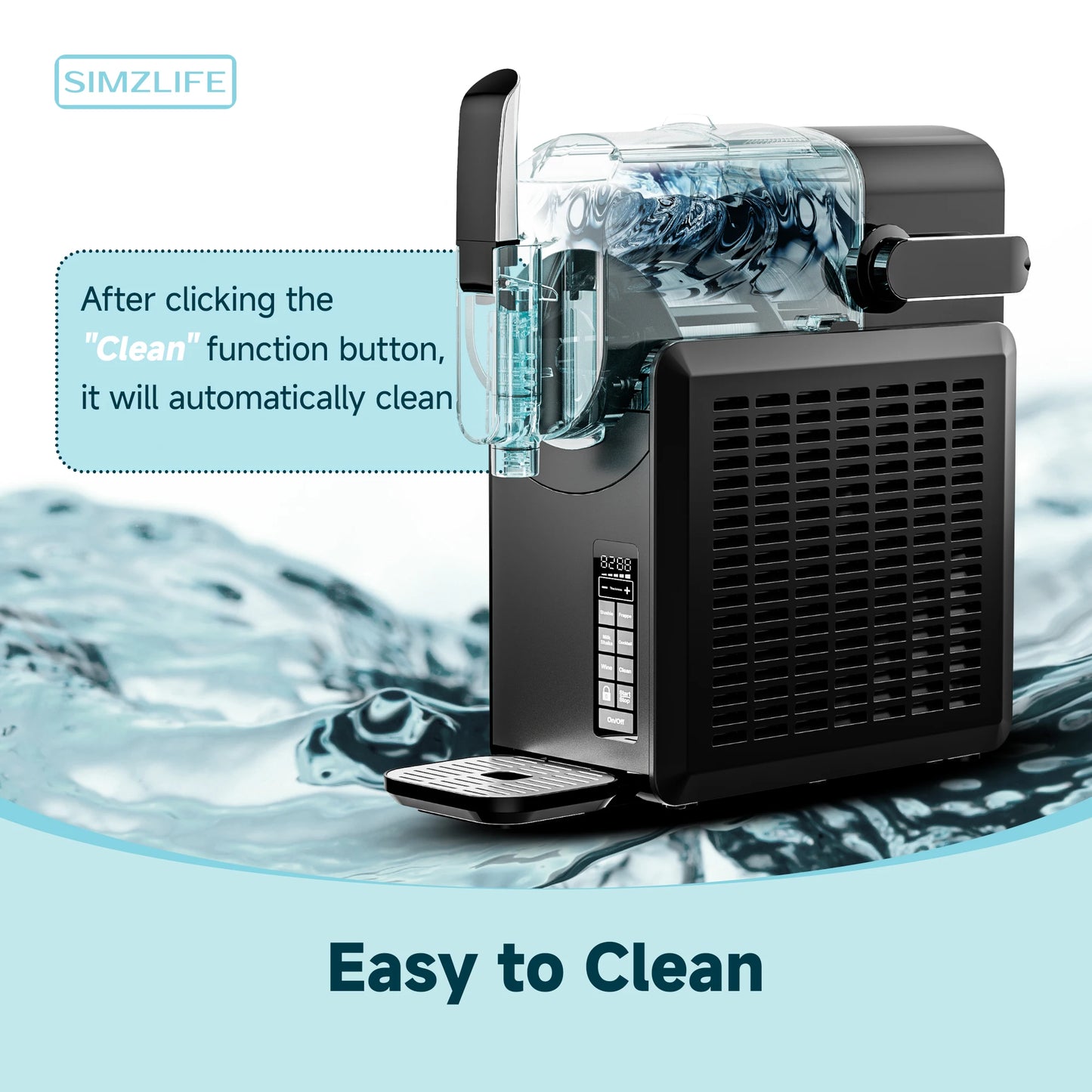 SIMZLIFE No Ice Needed 88 oz Slushie Machine Professional Frozen Drink Maker for Home with Self-Cleaning Function 5 Programs