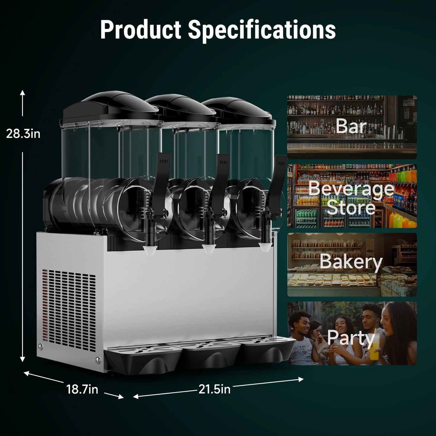 Commercial Slushy Machine for Frozen Drinks 45L 1300W 110V Large Slushie Maker Margarita Machine Electric Icey Smoothie Machine