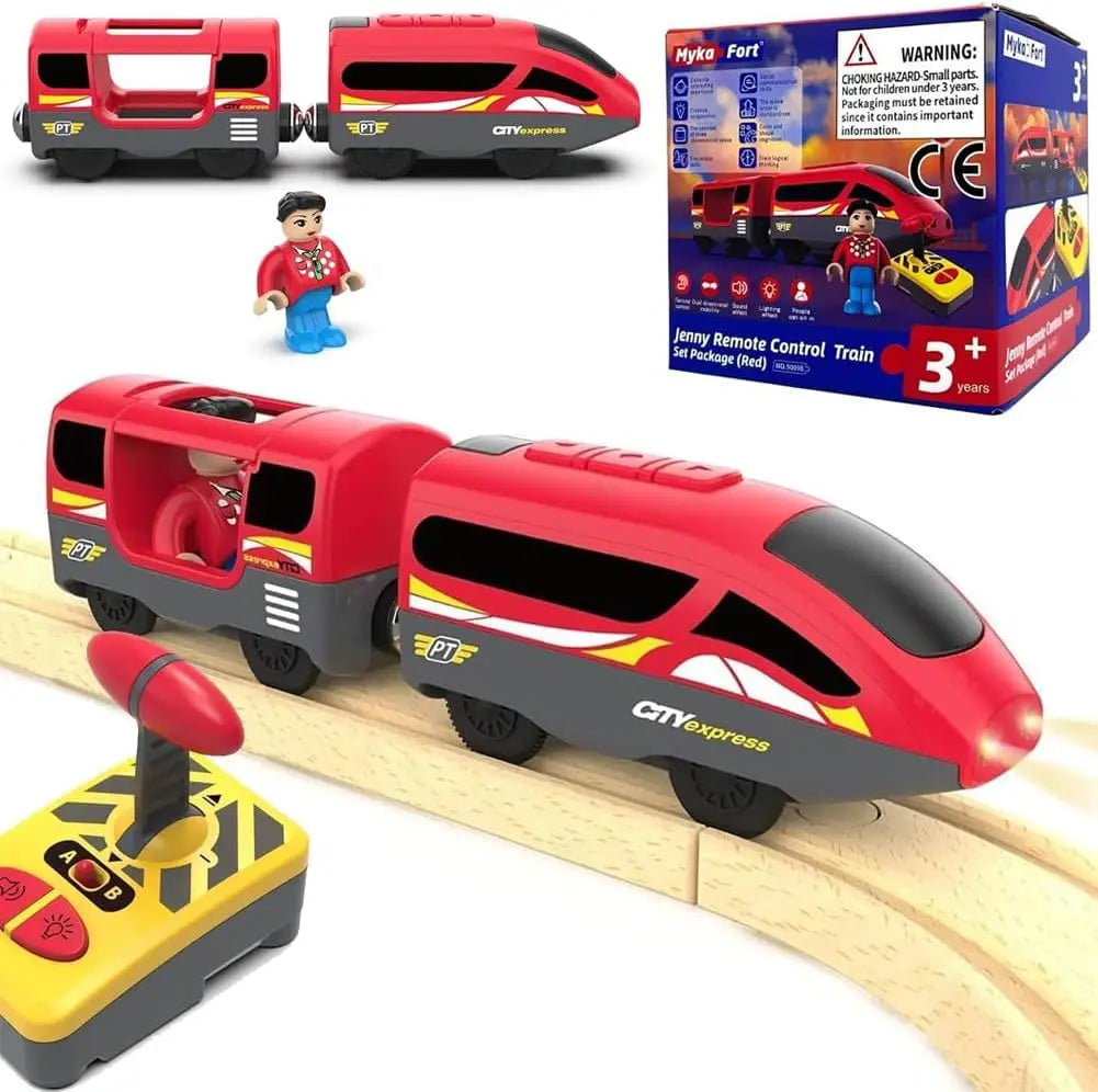 Motorized Train for Wooden Track, Battery Operated Locomotive Train, Remote Control Train for Track Set, Powerful Engine Train