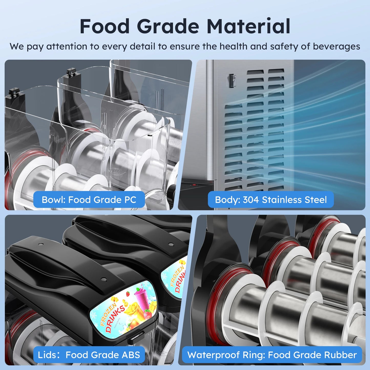 45L Commercial Slushy Machine for Home Use with Automatic Cleaning Frozen Drink Maker for Cocktails and Margaritas