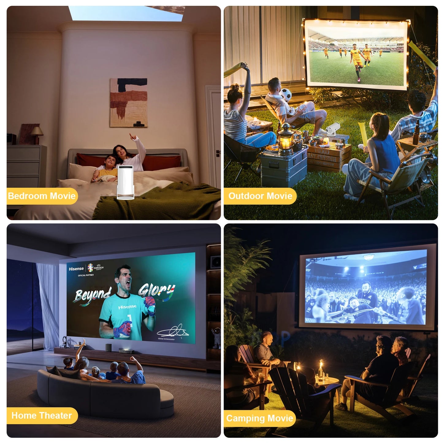 2025 New 4K Smart Android Projector - 180 °   Rotating Stand + Auto Keystone, Home/Office/Camping All-In-One - Wifi/Bluetooth Dual