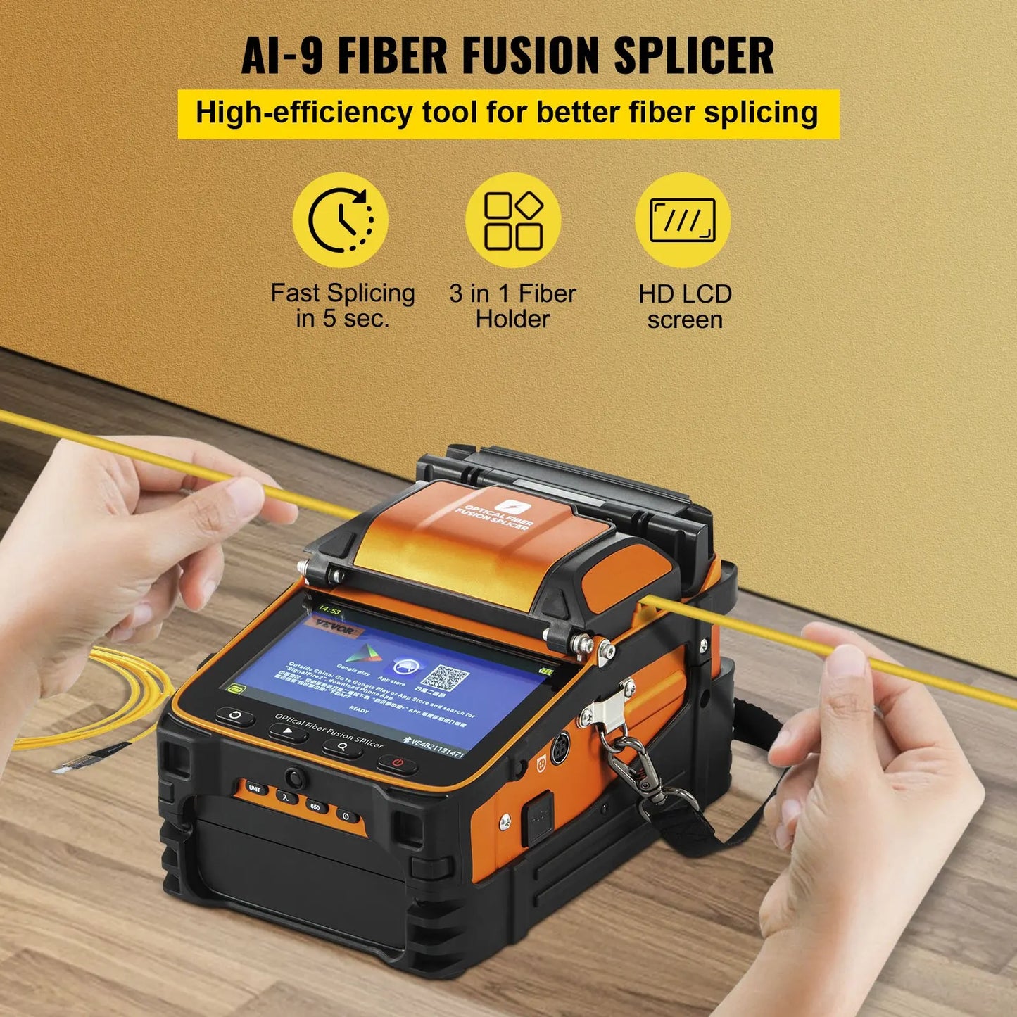 Signalfire AI-9 6 Motors Optical Fiber 6 Motors Fusion Splicer Faster Fibra Optica Tool Fiber Optic Tools Welder Free Shipping
