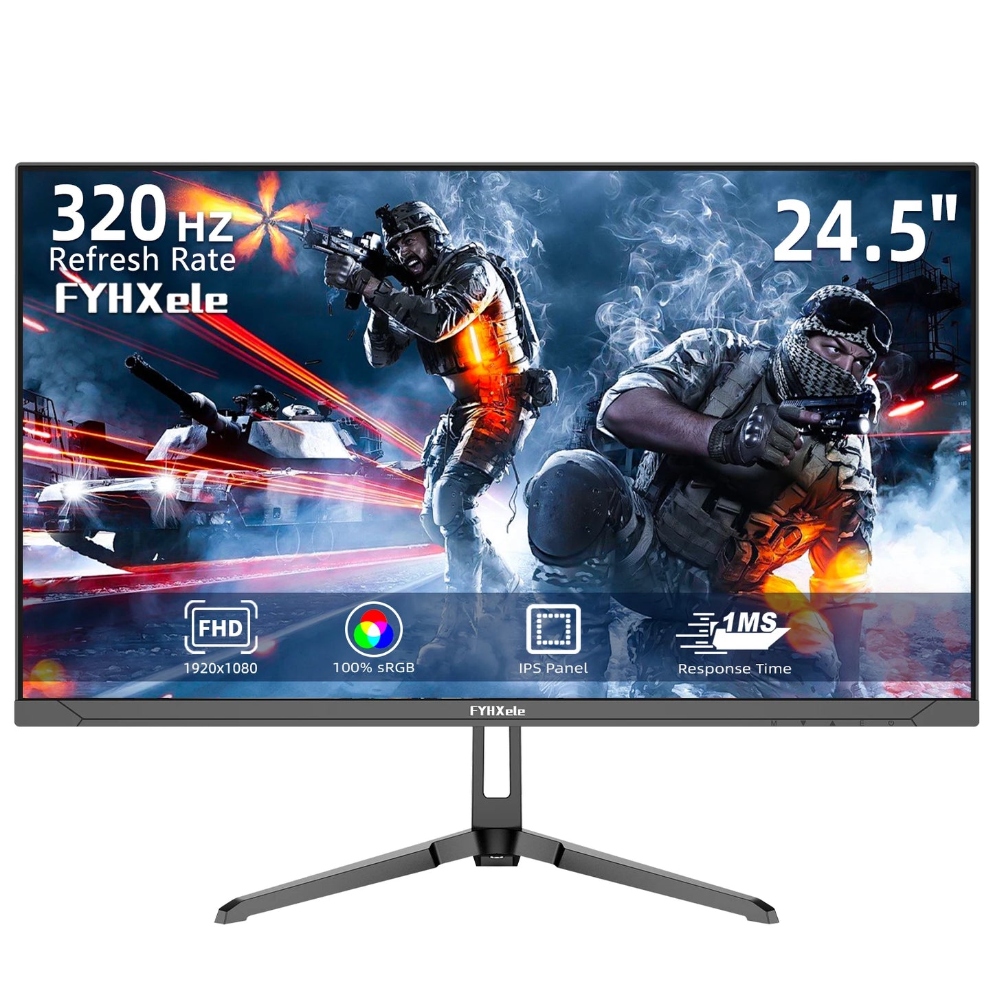FYHXele 24.5 Inch HDMI DP Gaming Monitor Wide View Angle 320Hz 1080P PC Monitor 1ms Fast Response with LED Background Light