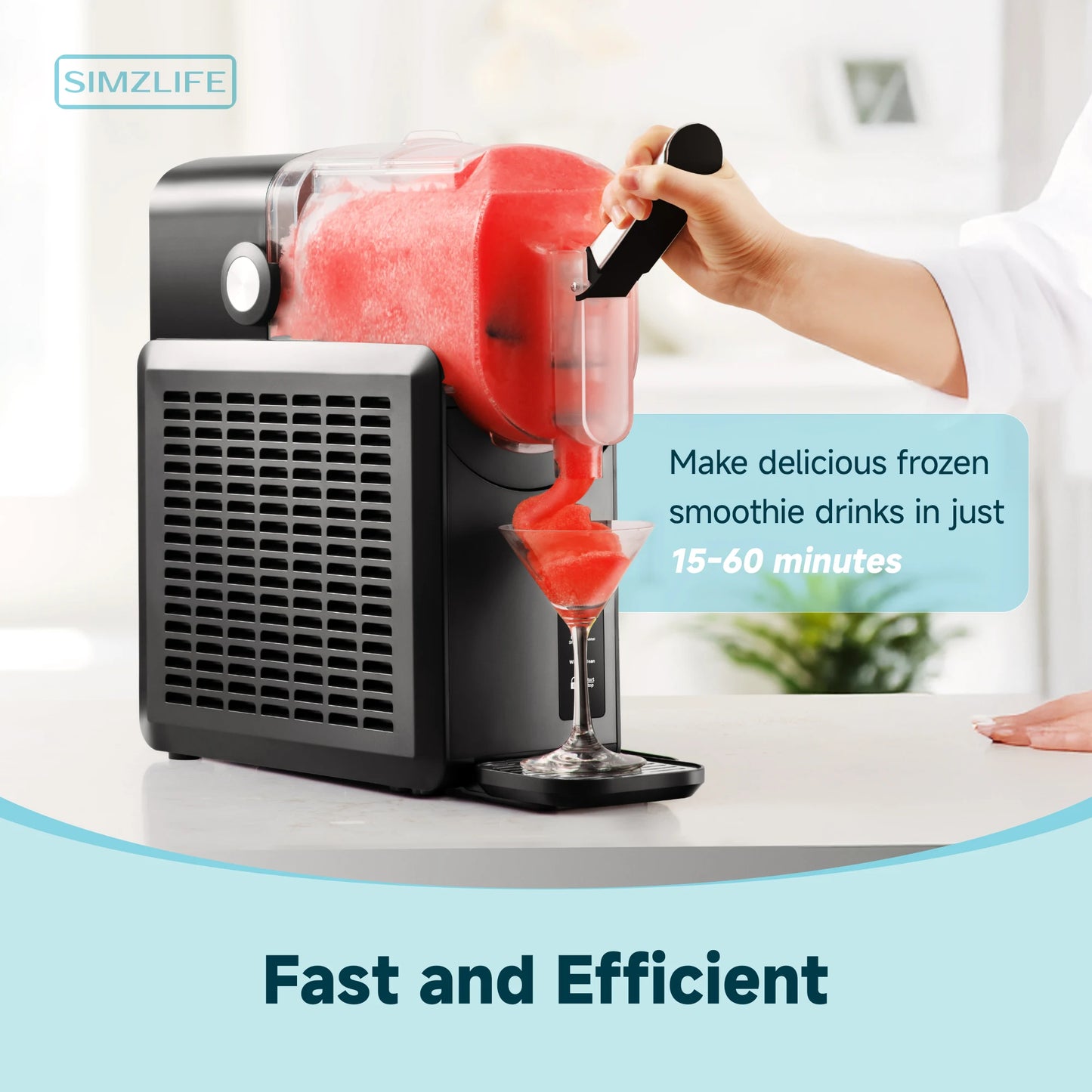 SIMZLIFE No Ice Needed 88 oz Slushie Machine Professional Frozen Drink Maker for Home with Self-Cleaning Function 5 Programs