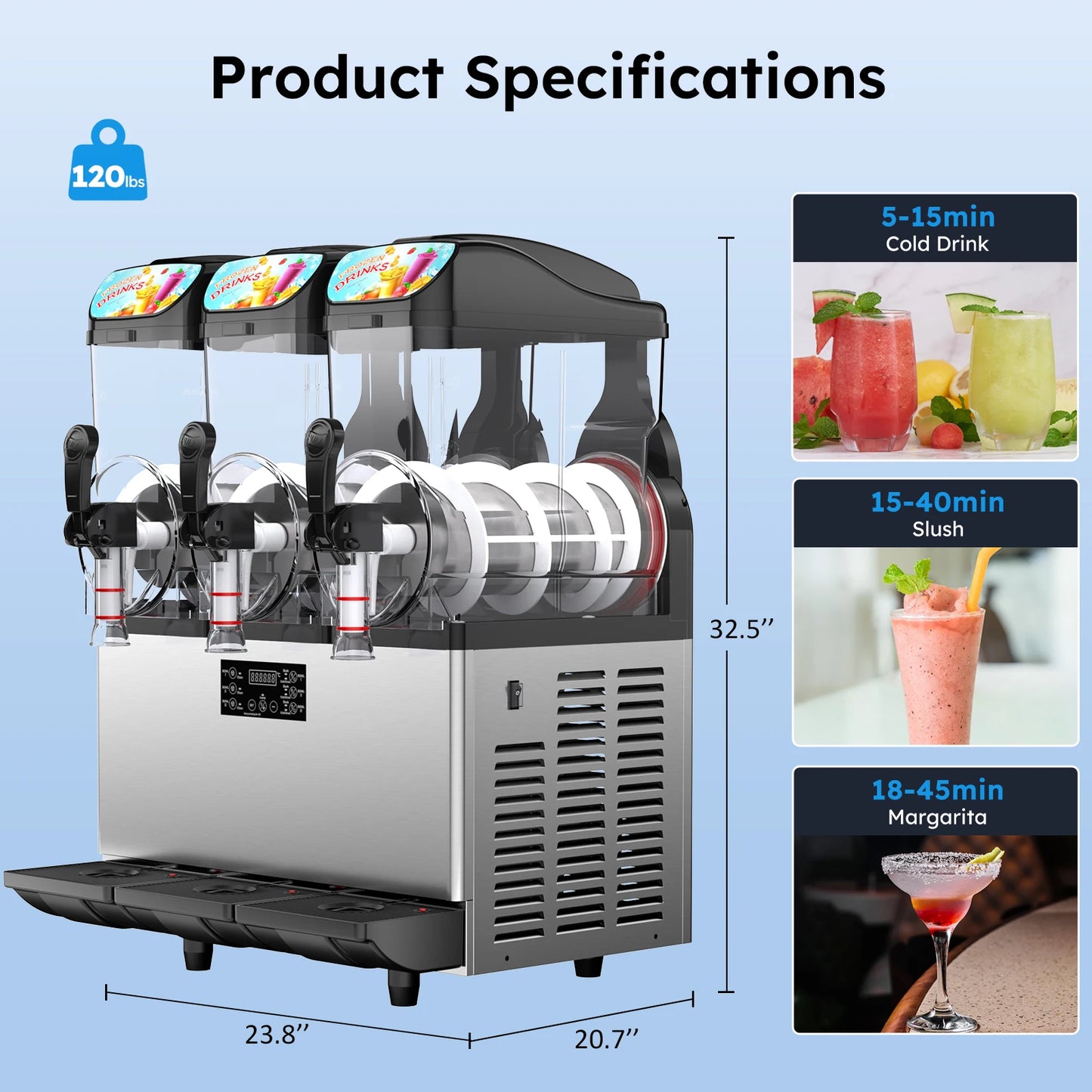 45L Commercial Slushy Machine for Home Use with Automatic Cleaning Frozen Drink Maker for Cocktails and Margaritas