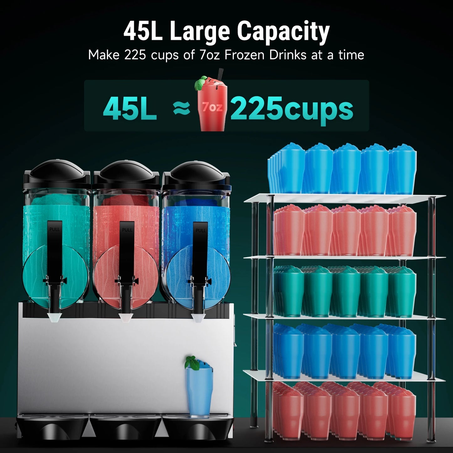 Commercial Slushy Machine for Frozen Drinks 45L 1300W 110V Large Slushie Maker Margarita Machine Electric Icey Smoothie Machine