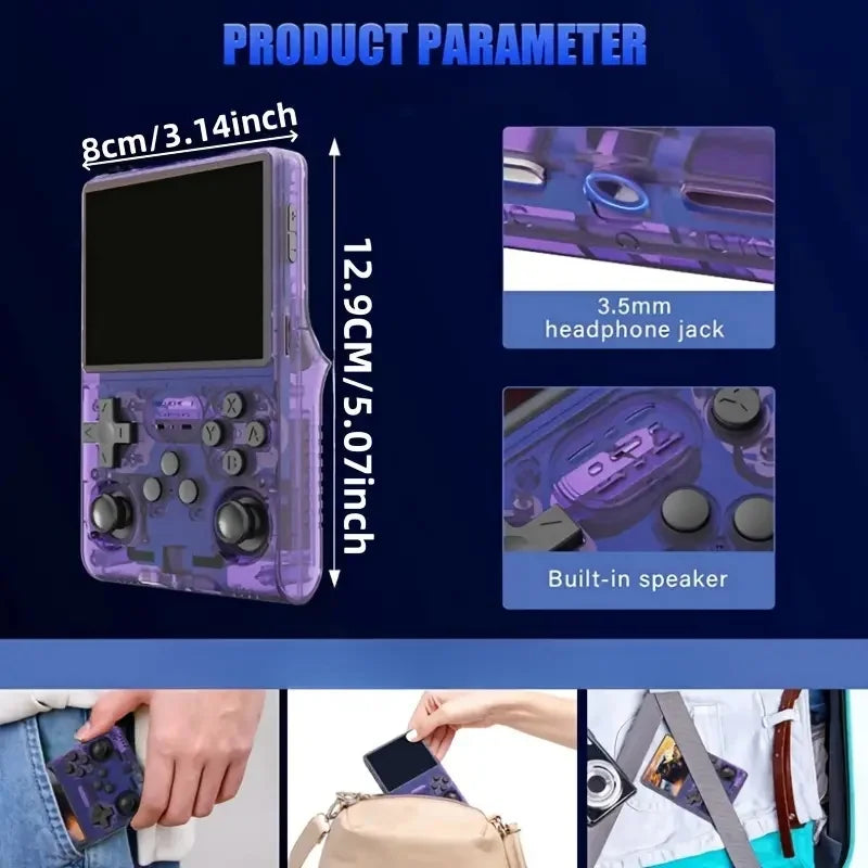 R40S handheld game console, retro game console, HD visual experience, upgraded processor, brings smooth gaming experience, 3800m