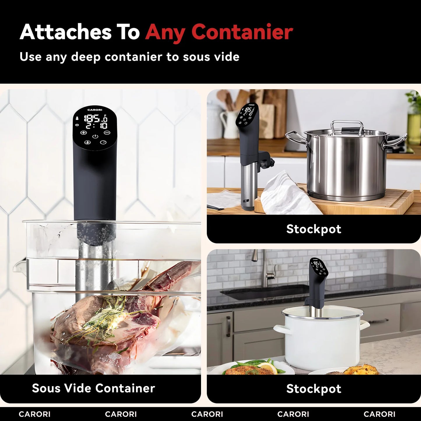 Sous Vide Machine 1100W, Sous Vide Precision Cooker, Ultra Quiet Immersion Circulator with Recipes, Accurate Temperature, Black