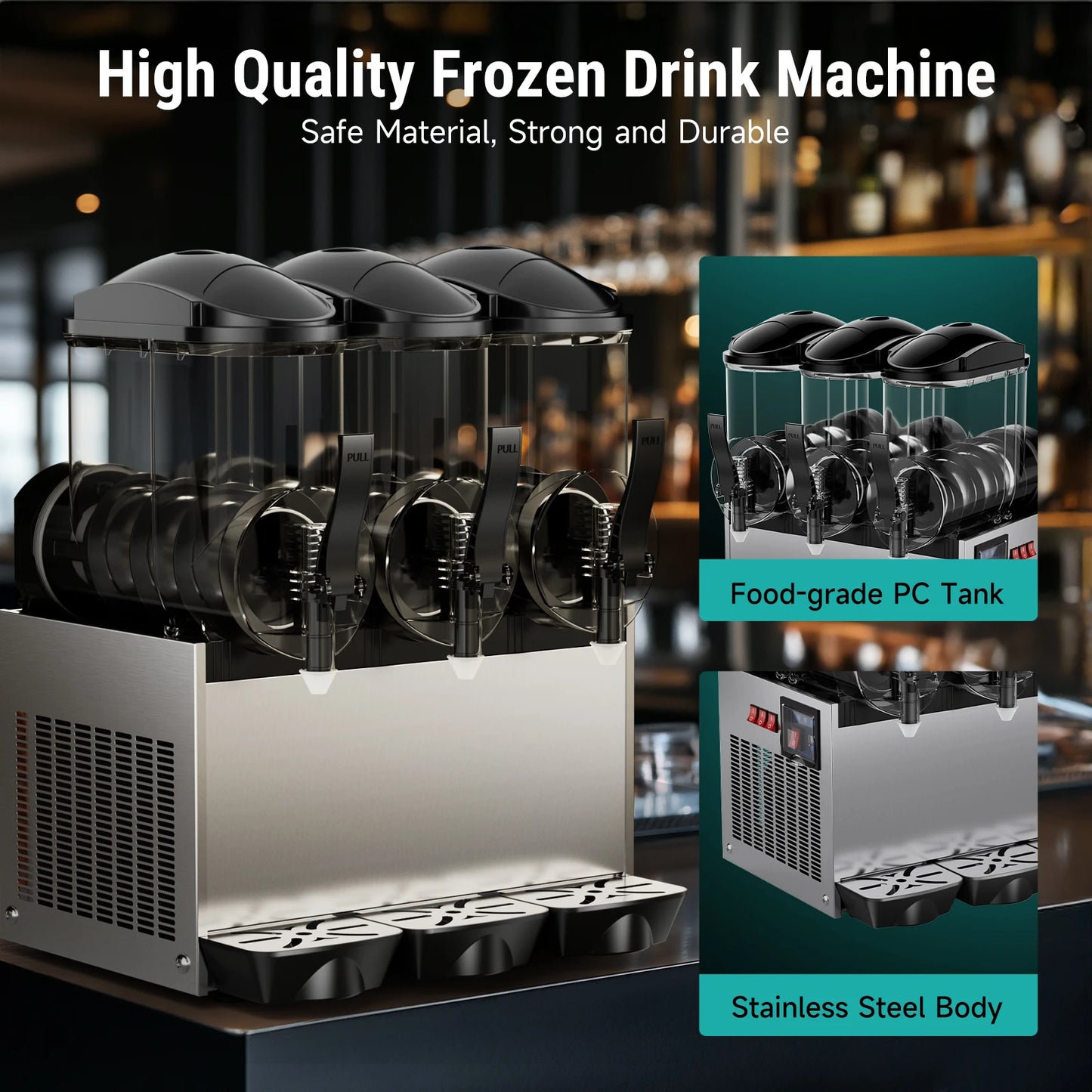 Commercial Slushy Machine for Frozen Drinks 45L 1300W 110V Large Slushie Maker Margarita Machine Electric Icey Smoothie Machine