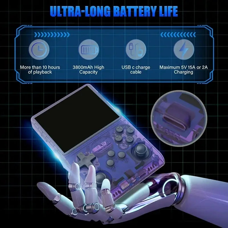 R40S handheld game console, retro game console, HD visual experience, upgraded processor, brings smooth gaming experience, 3800m