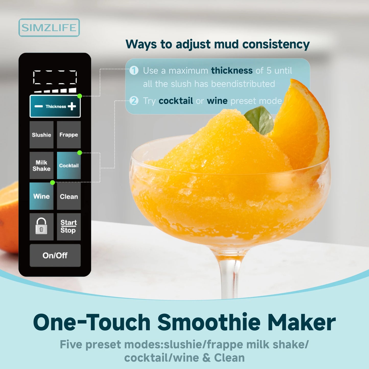 SIMZLIFE No Ice Needed 88 oz Slushie Machine Professional Frozen Drink Maker for Home with Self-Cleaning Function 5 Programs