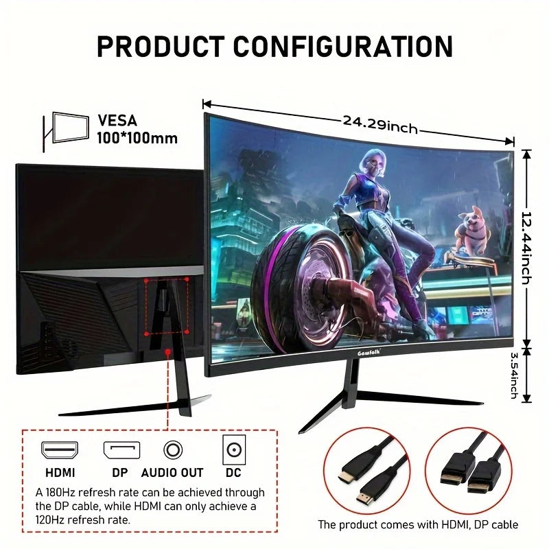 Gawfolk New Store Opening Event 27-inch Gaming Monitor, 180Hz Computer Monitor, FHD 1080P PC Monitor,