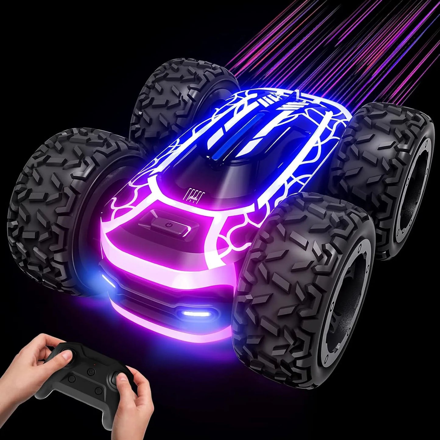 Remote Control Car for Age 4-7, 2.4GHz Rc Stunt Car for Kids, 360°Rotating Double Sided RC Car with Lights, Car Toy for Boy Girl