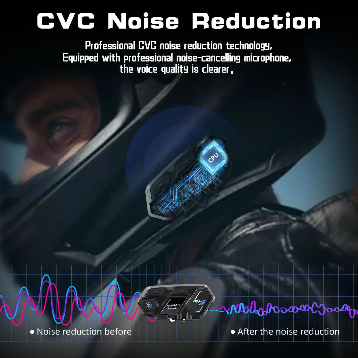 2pcs Fodsports M1-S Pro Motorcycle Helmet Intercom Wireless Bluetooth Headset Moto Interphone,10 Riders.
