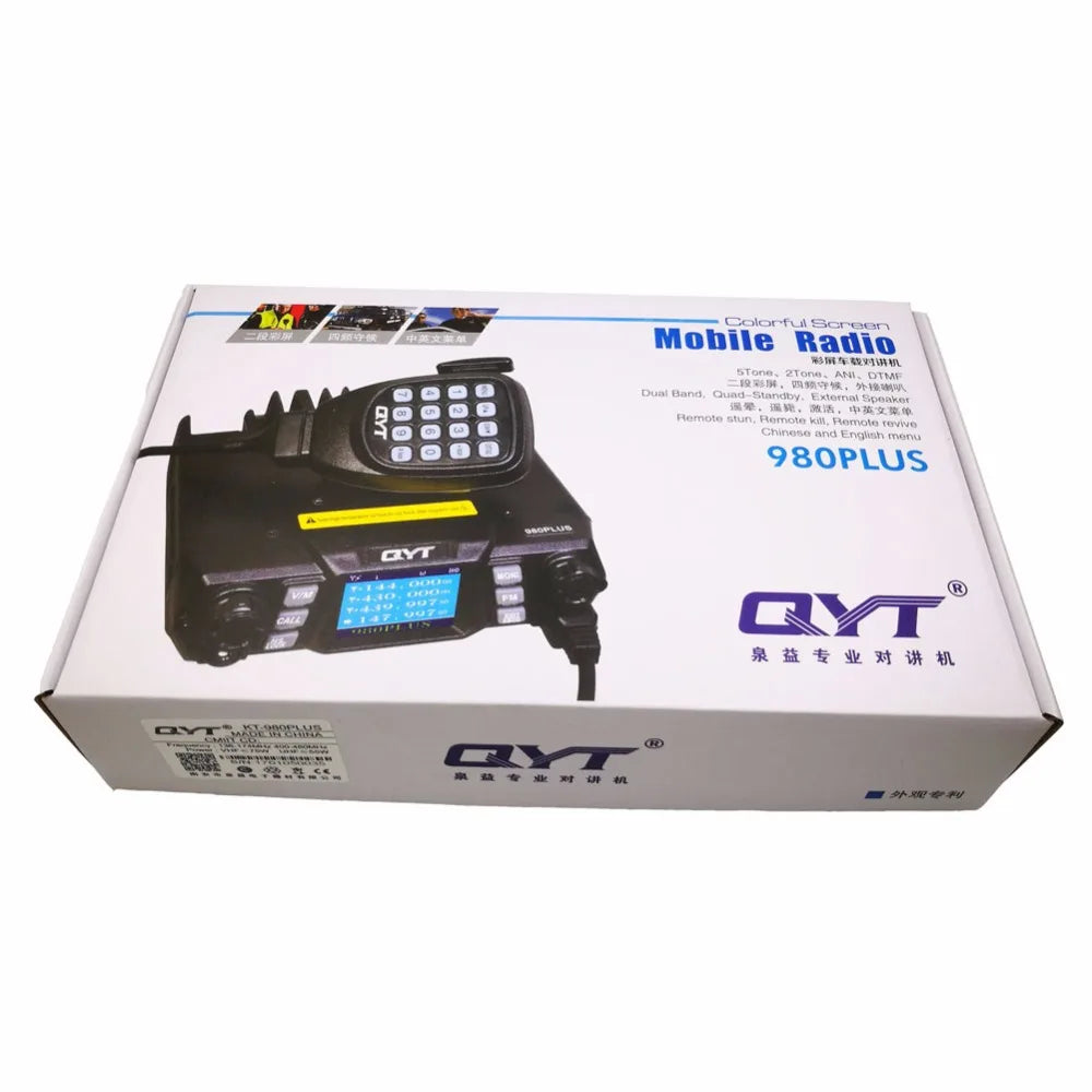 QYT KT-980Plus High Power 50W Dual Band 136-174&400-470MHz 200CH Dual Band Quad Standby Car Mobile Two Way Radio 980plus