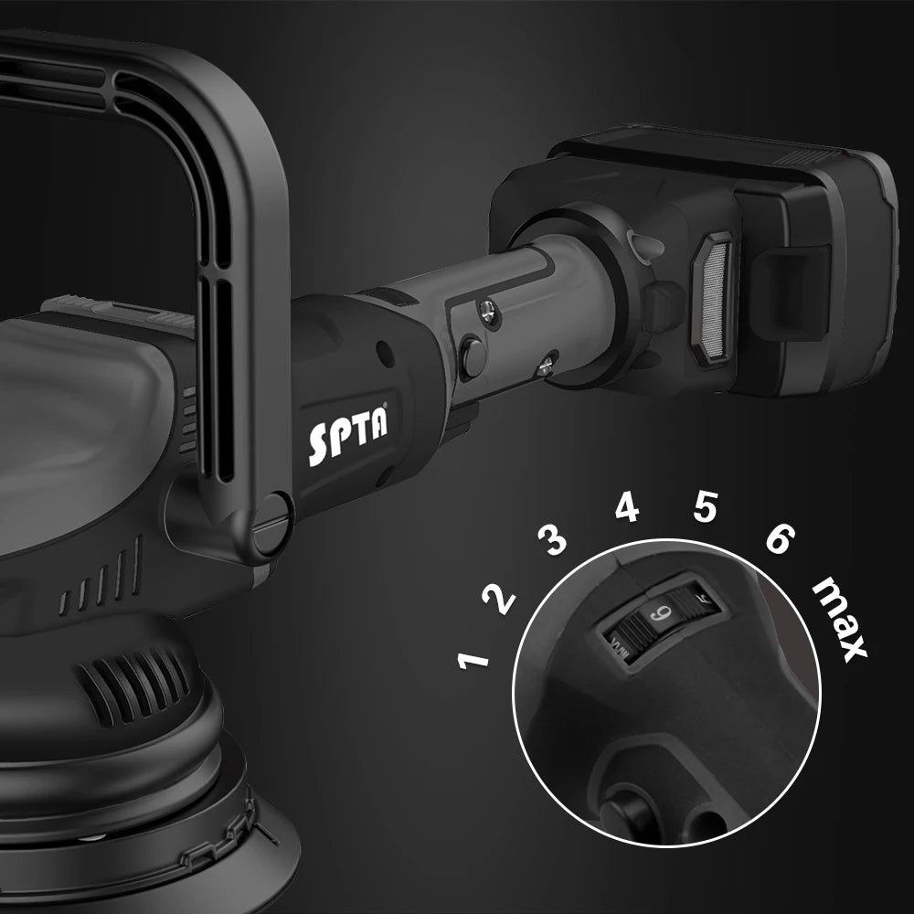 SPTA 18V 5Inch Cordless Car Polisher Dual Action 15mm Orbit  Variable Speed Polishing Machine With 4000mAh Battery