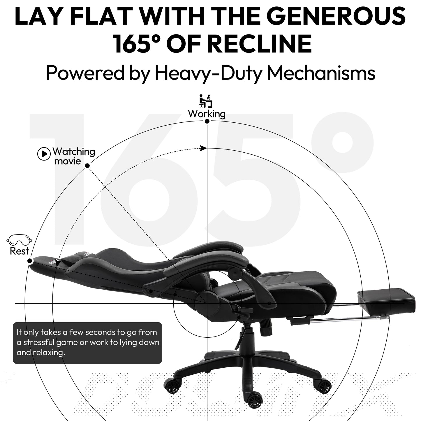 Dowinx Gaming Chair Ergonomic Office Recliner for Computer with Massage Lumbar Support, PU Leather E-Sports Gamer Chairs