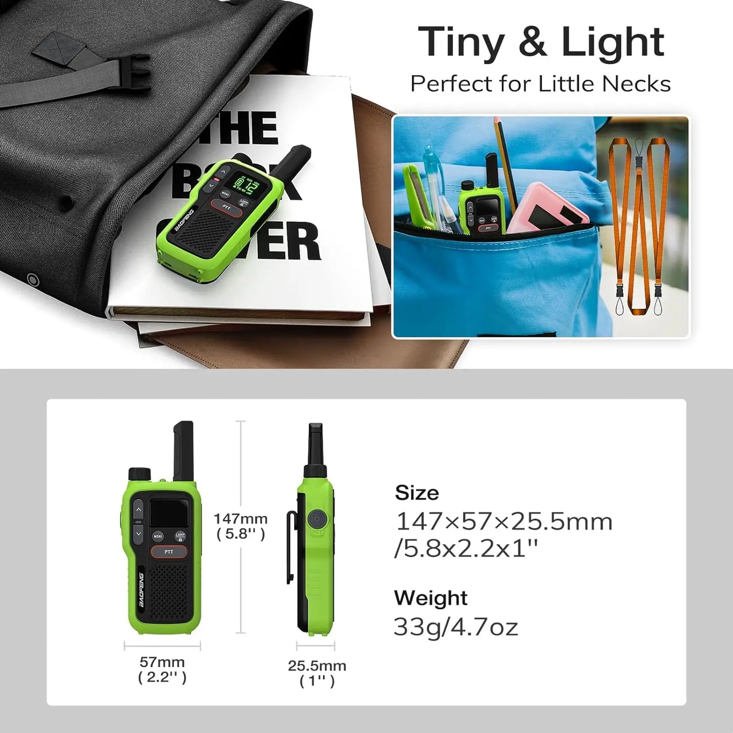 BAOFENG GT-18 Walkie Talkie PMR446 License Free Radio for Kids Adults, Long Range Rechargeable Walky Talky 1500mAh Battery