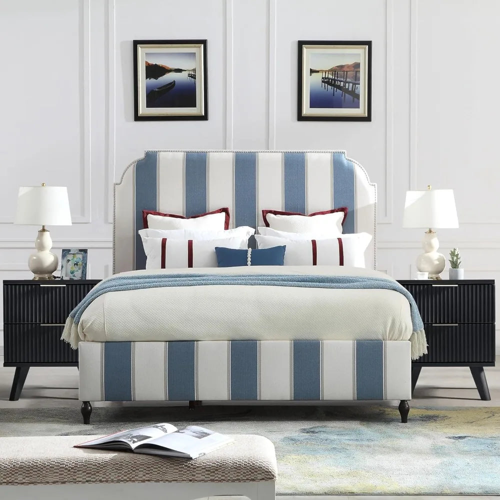 Fluted Nightstand, Mid Century Modern 2 Drawer Bedside Table for Bedroom, Small Dresser Night Stand Side Table End Tables with W