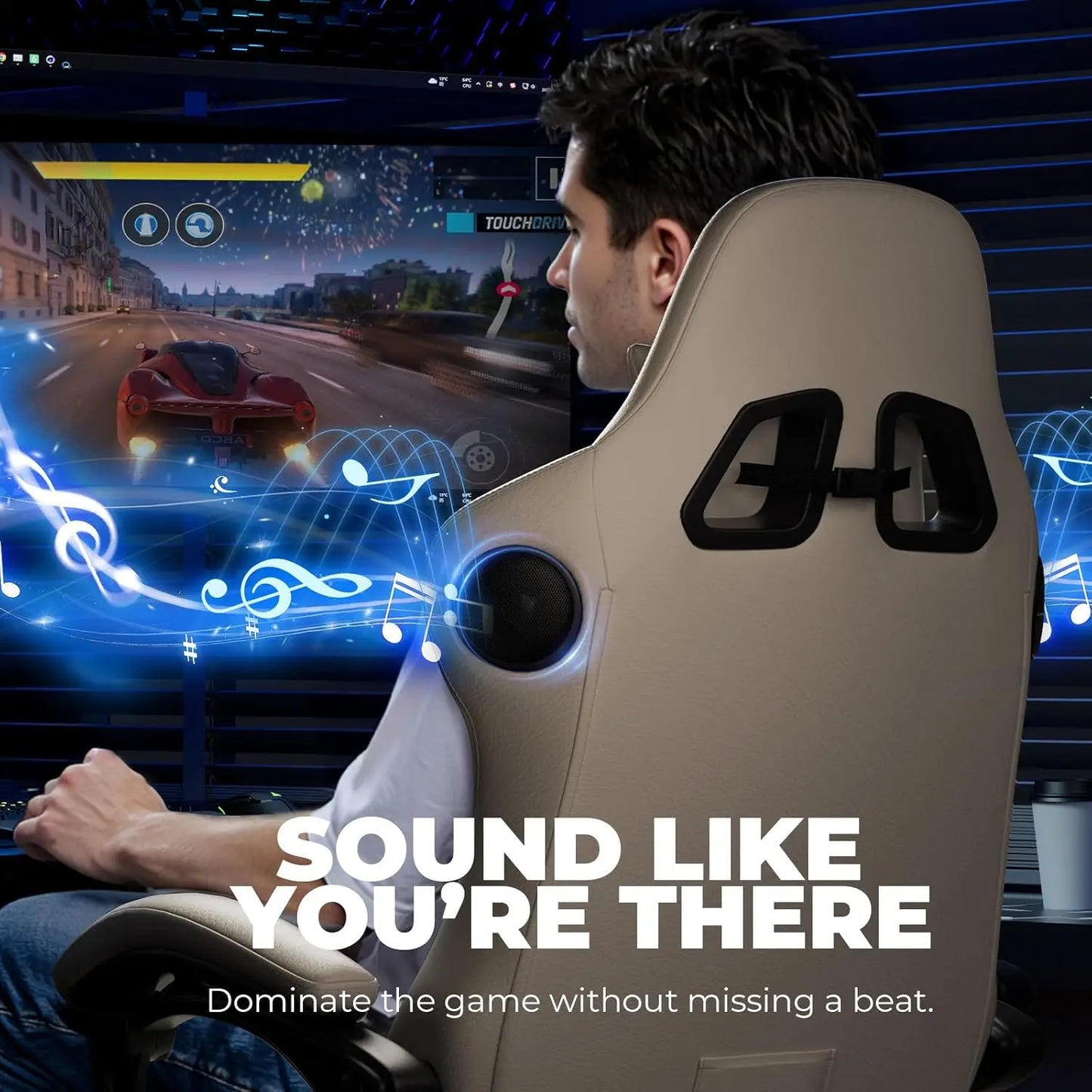 Gaming Chair with Speakers, Video Game Chairs with Footrest, PC Gamer Chairs for Adults - Padded High Back Ergonomic Reclining