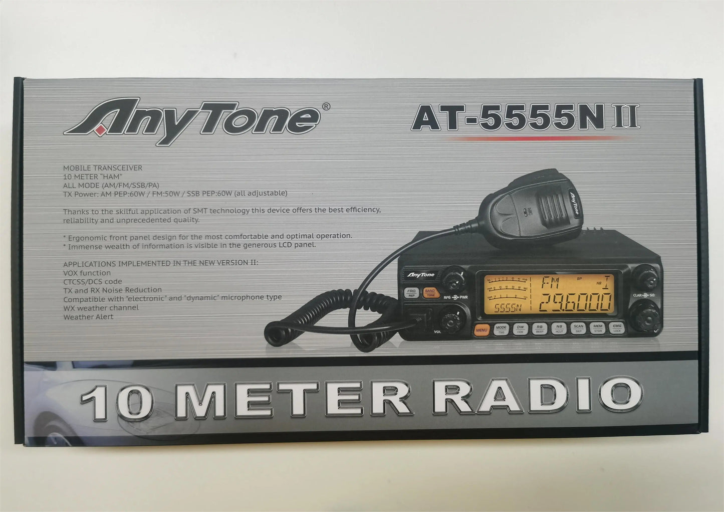 AnyTone AT-5555N II 28.000-29.700MHz 10 Meter Radio 40 Channel Mobile Transceiver AM/FM/SSB/LSB/USB Mode 10 Meter Radio