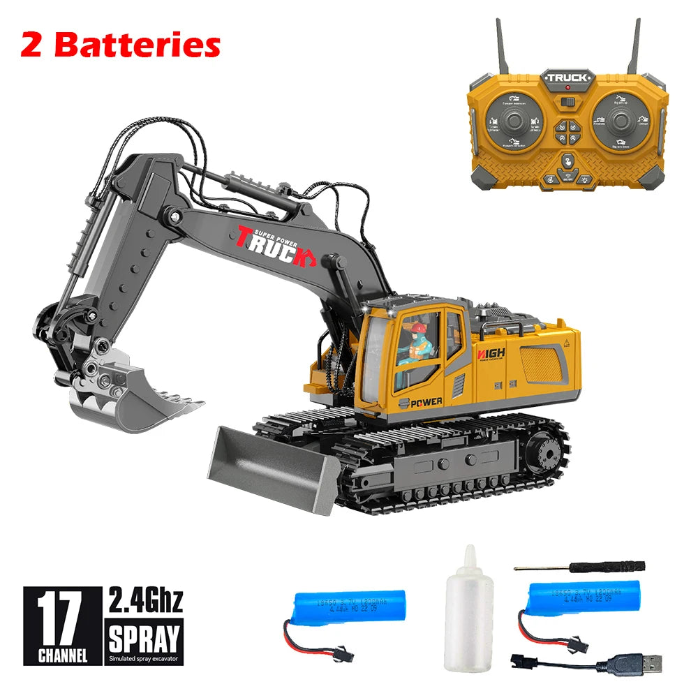 RC Excavator 17CH Remote Control Truck 2.4G RC Crawler Engineering Vehicle Excavator Truck Radio Control Construction Car Gifts